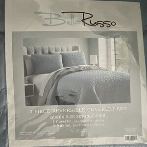 Bella Russo 3-Piece Queen Reversible Coverlet Set - Dusty Blue